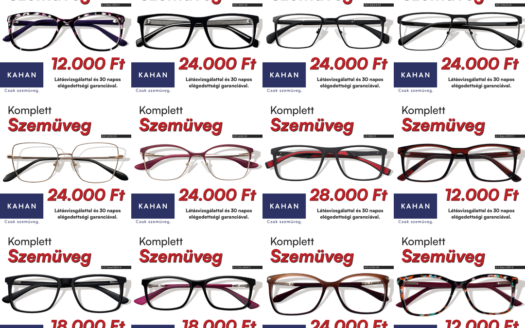 Komplett szemüveg (keret+lencse) látásvizsgálattal és 30 napos elégedettségi garanciával!