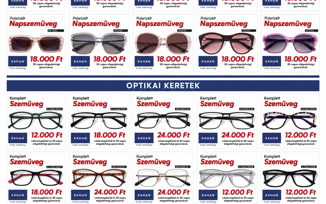 Kahan: Napszemüvegek és optikai keretek